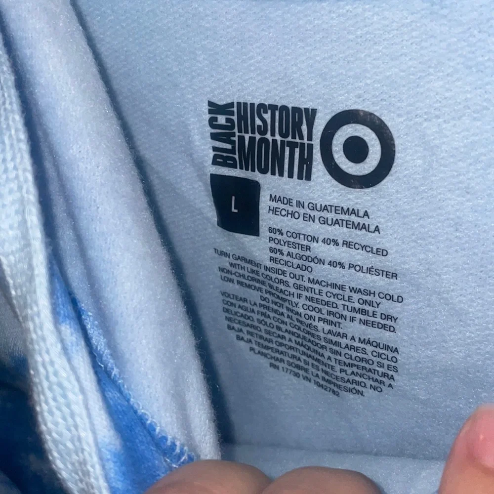 New men’s Black history month hoodie tie dye blue and white size L
